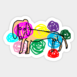 Dog Flower Sticker